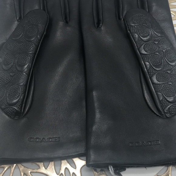 NWT Coach Embossed Sheep Skin Leather with 100% Wool Lining Gloves Size 7 - Picture 4 of 8